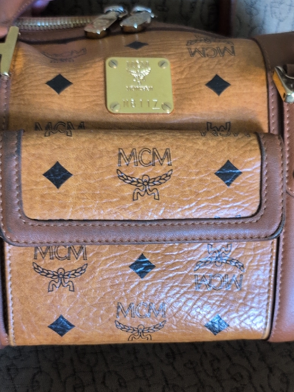 Authentic MCM Visetos Cognac One Pocket Boston Handbag In Great Condition! - Picture 6 of 15